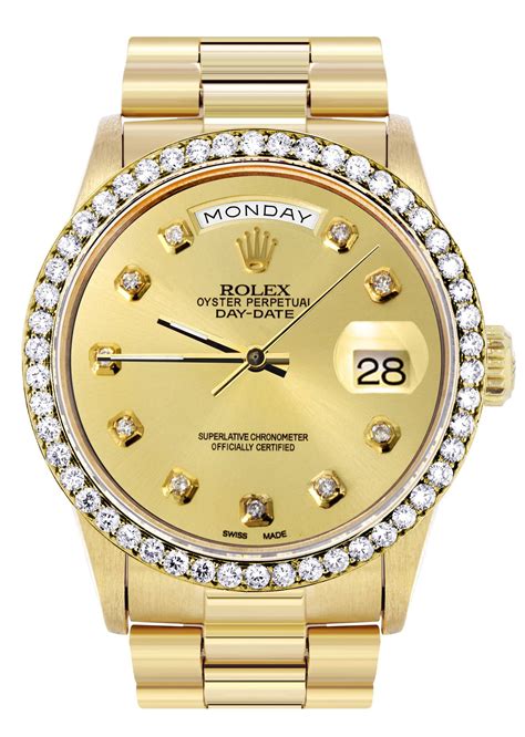 rolex day date gold with diamonds